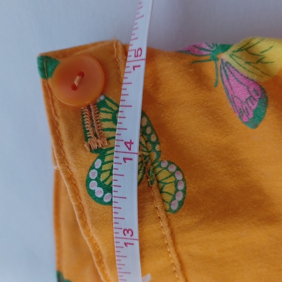 Pappagallo tangerine orange petite with butterflies and flowers side zipper - Picture 7 of 10